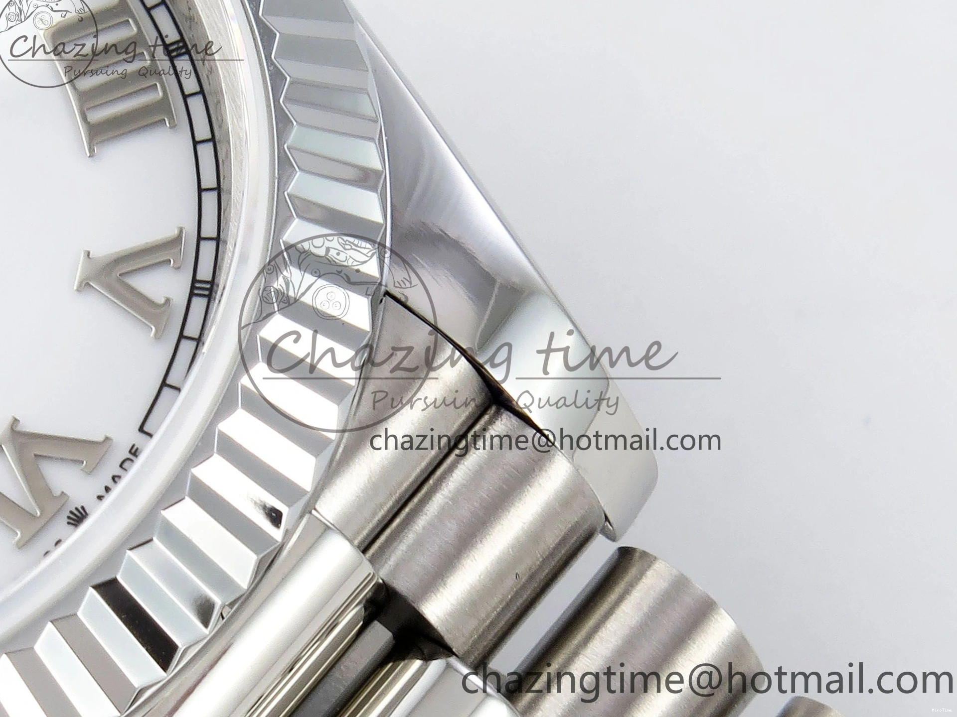 MiroTime 0108 DayDate 40 SS JDF 904L Steel White Roman Dial on President Bracelet VR3255 V3 (Gain Weight) Resilient 1424